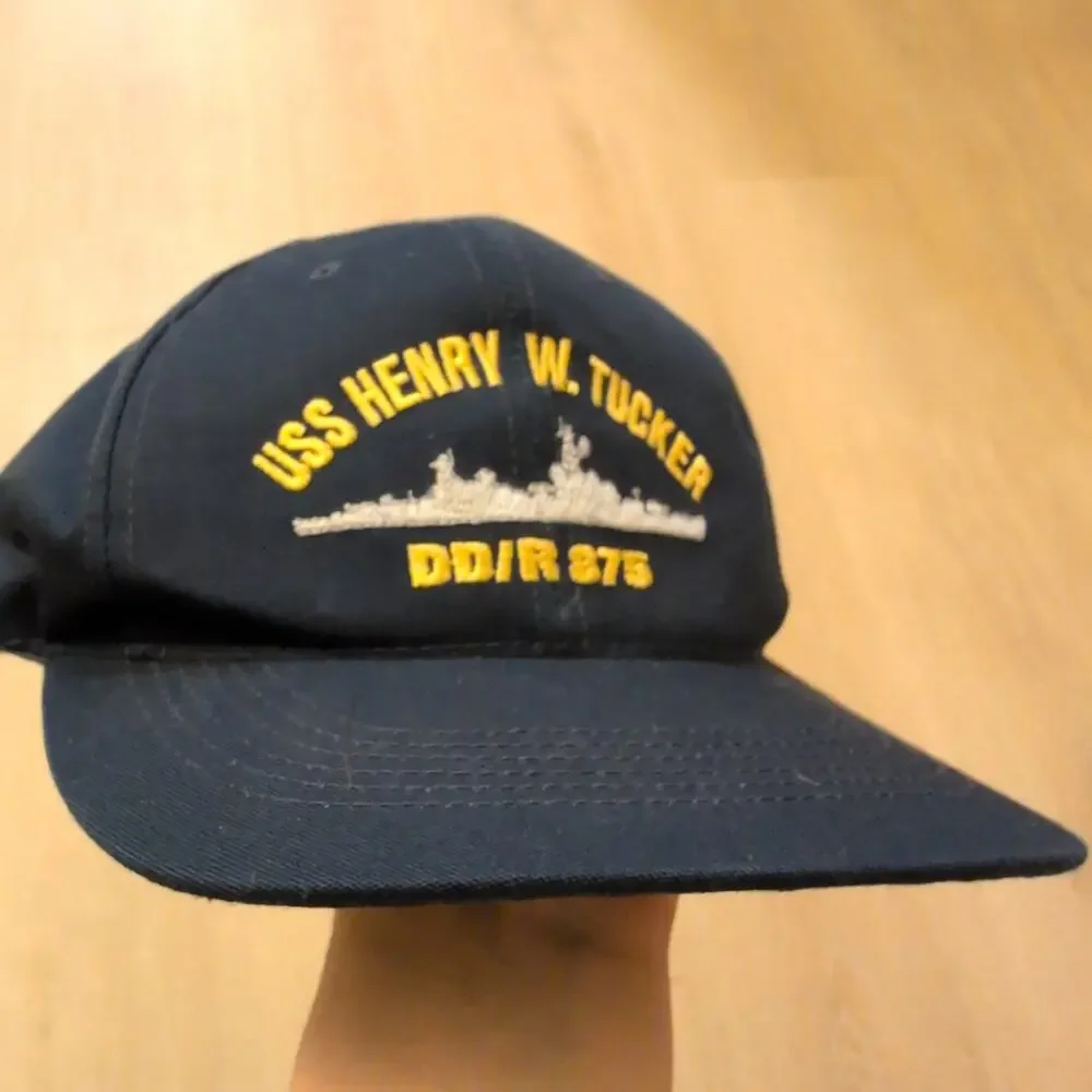VTG USS Henry W. Tucker DD/R 875 Adjustable Snapback Hat Navy Ship USA‎ Blue
